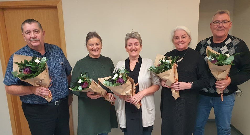 Fráfarandi stjórn St. Fjall. Guðbjörn, Róslaug, Hafdís, Rósa og Haukur