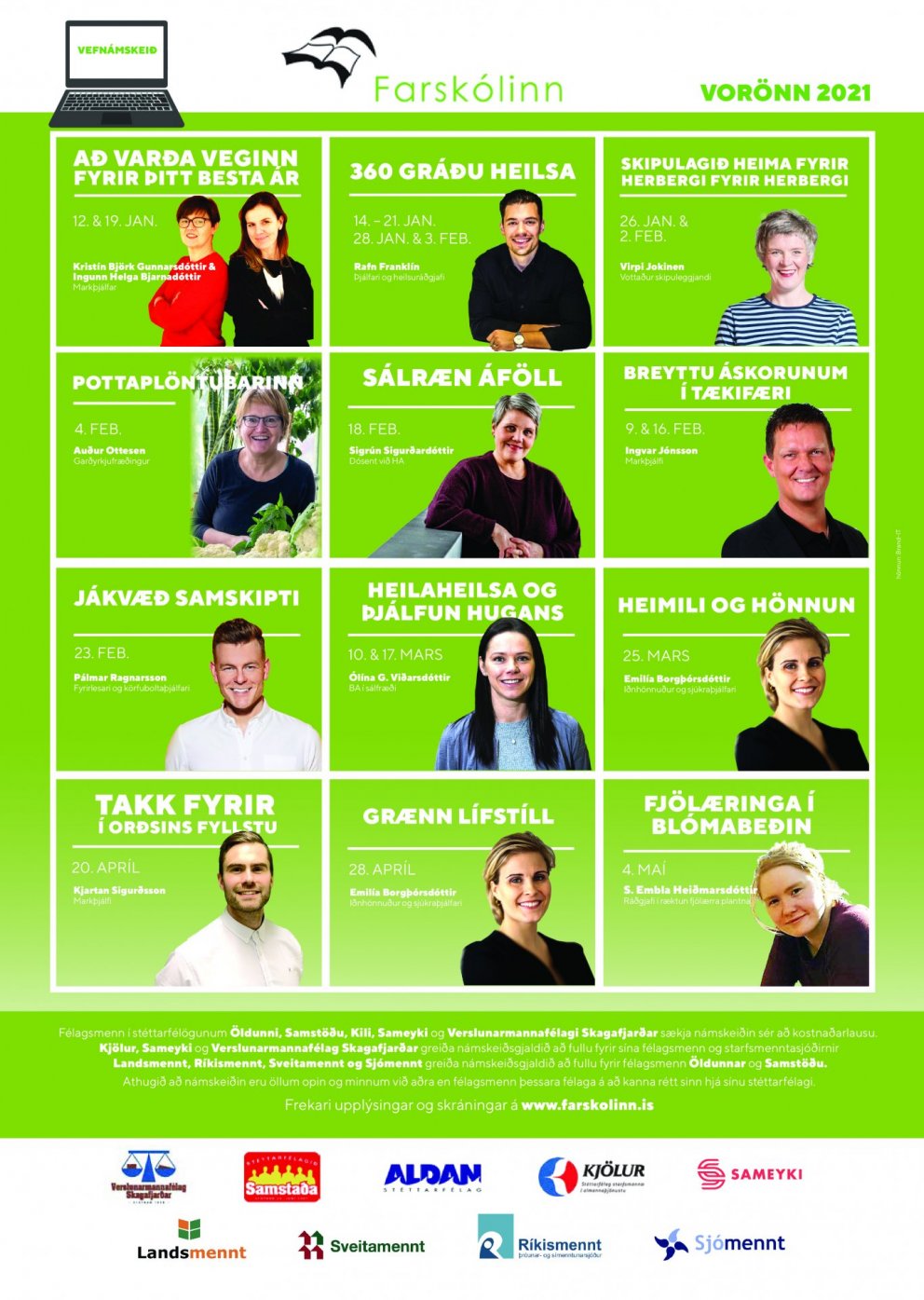 Námskeið á vorönn 2021