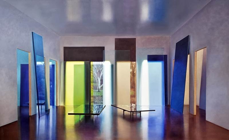 Málverkið Húsið í heiminum, heimurinn í húsinu eftir Anette H. Flensburg var gefið við opnum miðstöð…