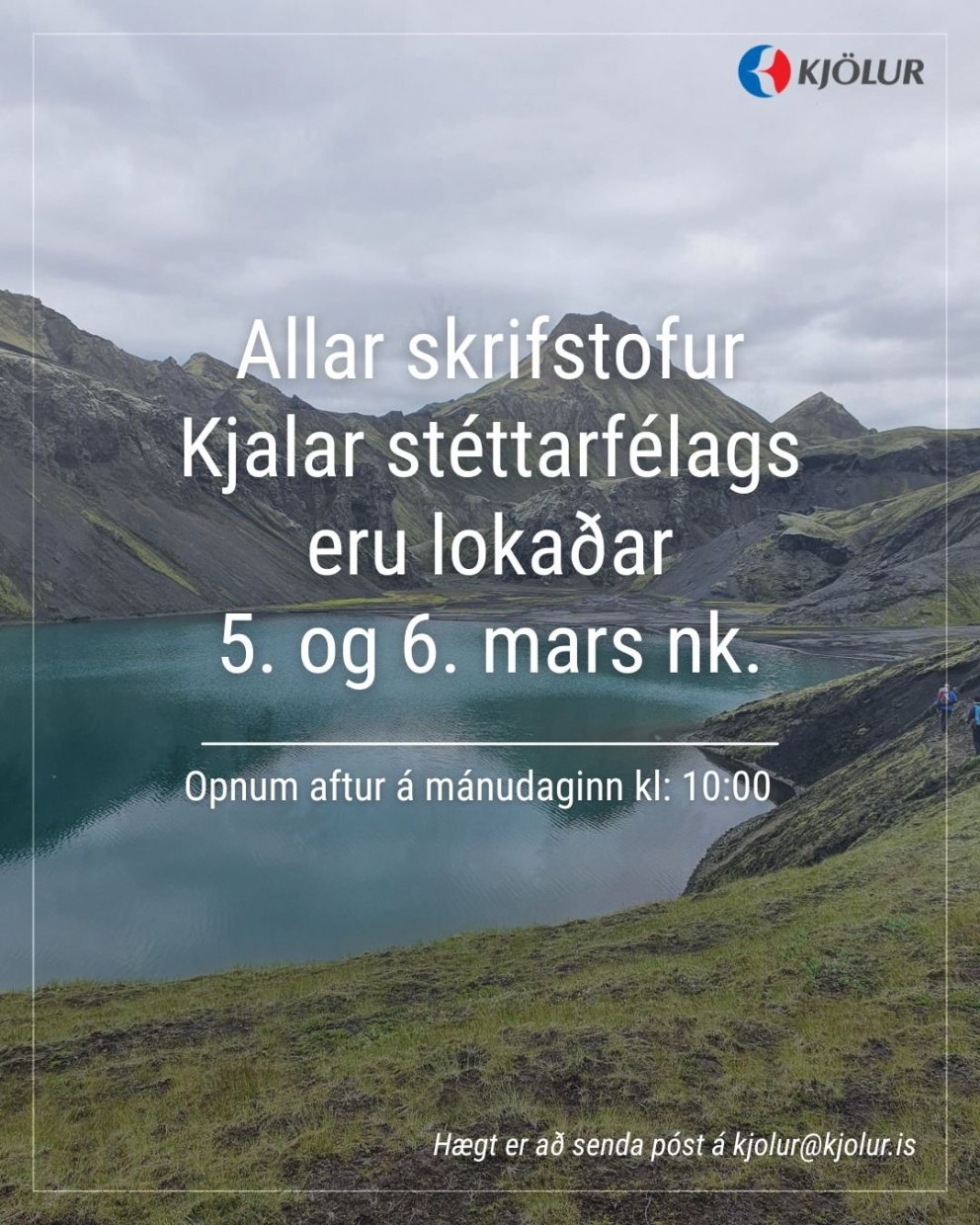 Lokað á öllum skrifstofum Kjalar stéttarfélags 5. og 6. mars